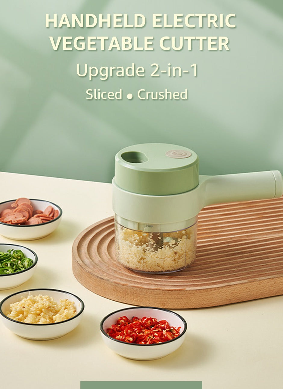 Handheld Vegetable Cutter Set Kitchen Multifunctional Garlic Chopper Meat Grinder Food Masher Slicer with USB Charging