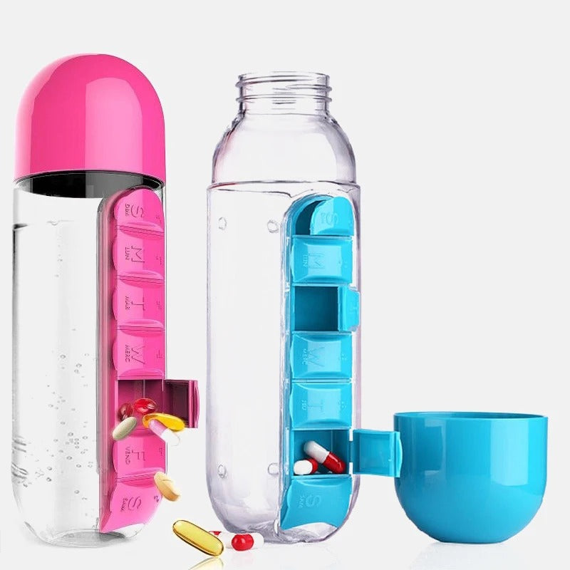 2 in 1 Water Bottle and Daily Pill Organizer
