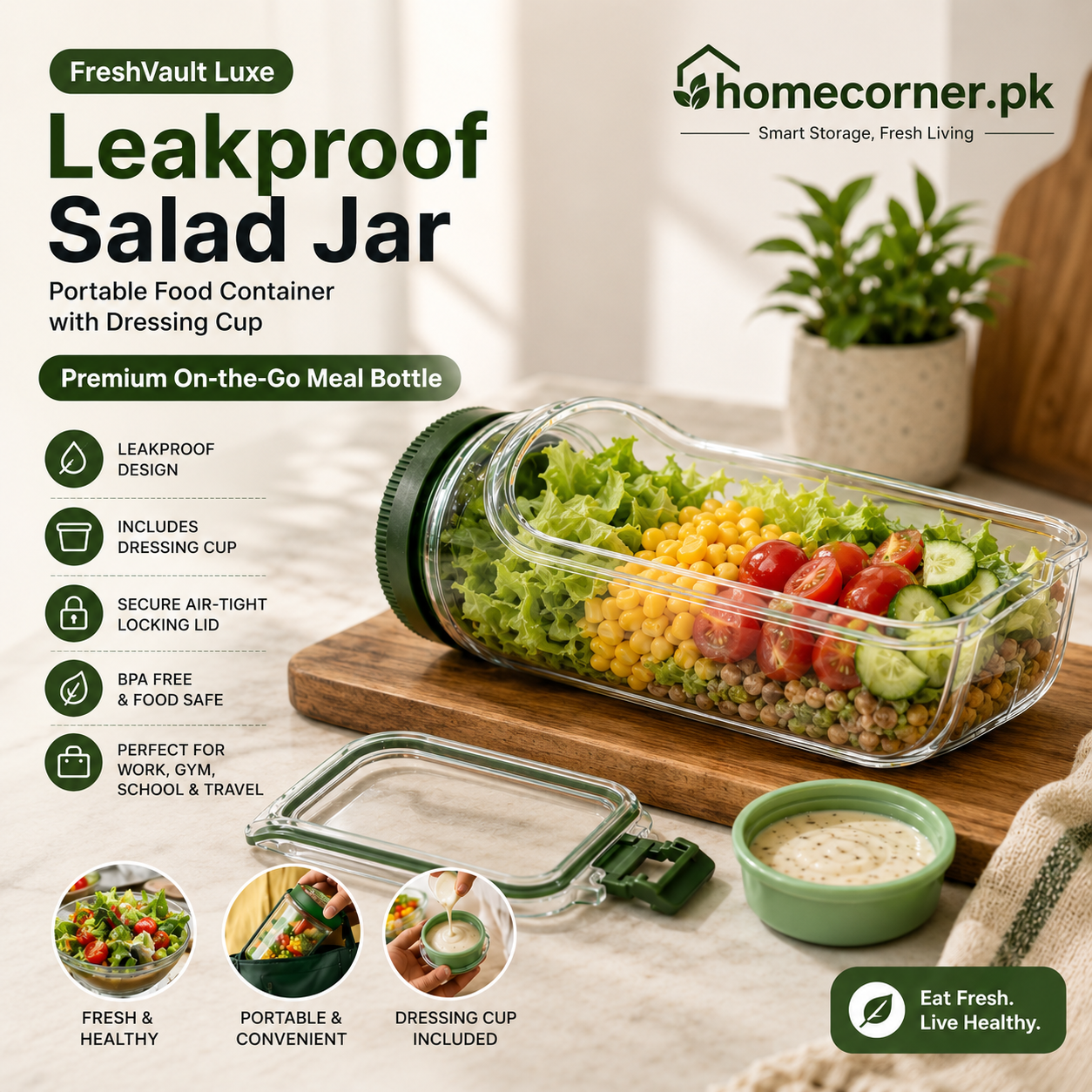 Fresh Vault Luxe Leakproof Salad Jar